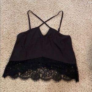 Cross front lace bottom top